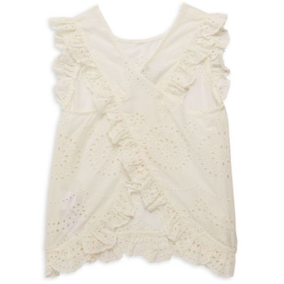 NEW Stella McCartney Kid Cream Embroidered Lace Cut Out Tank Cross Back Blouse - Picture 4 of 6